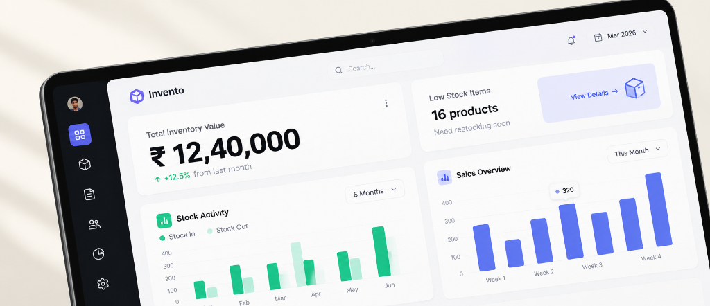 CRM / ERP / Billing Software - Invento dashboard preview